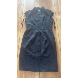 Calvin Klein Charcoal Gray Button Front Cap Sleeve Sheath Dress Size 10‎